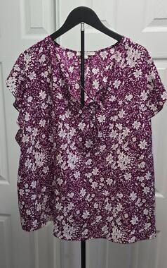 fun 2 fun blouse 3xl Purple Floral Sleeveless